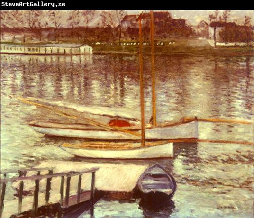 Gustave Caillebotte Voiliers au Mouillage sur la Seine